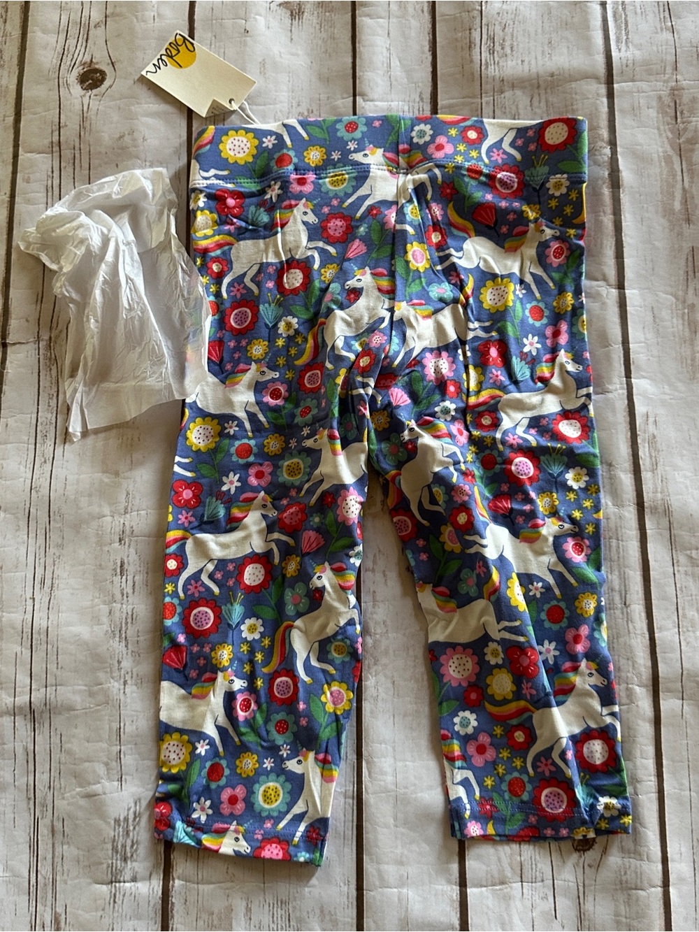 Mini Boden unicorn floral capri leggings nwt 6/7 - Picture 2 of 4